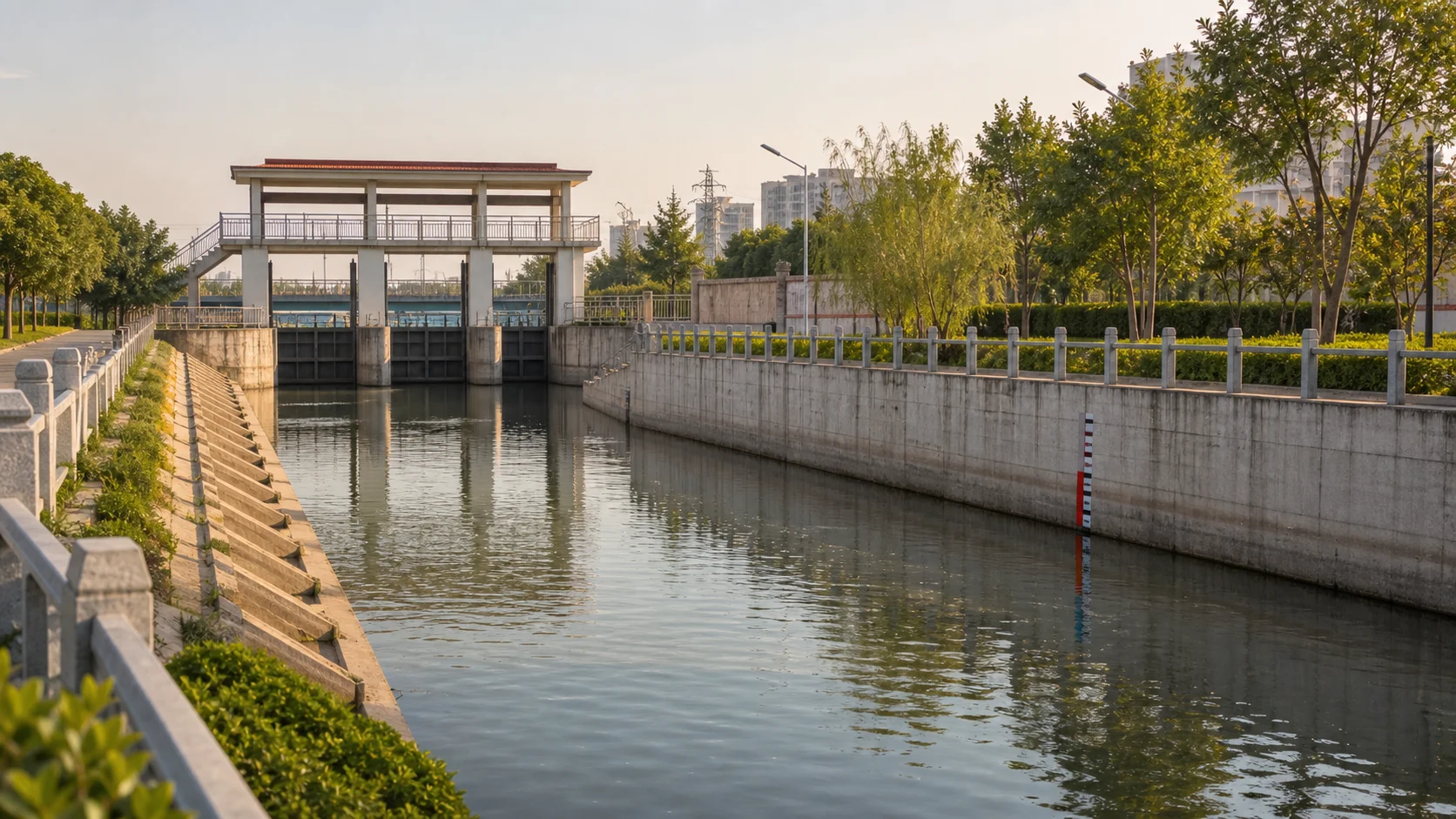 河流与渠道水位场景图