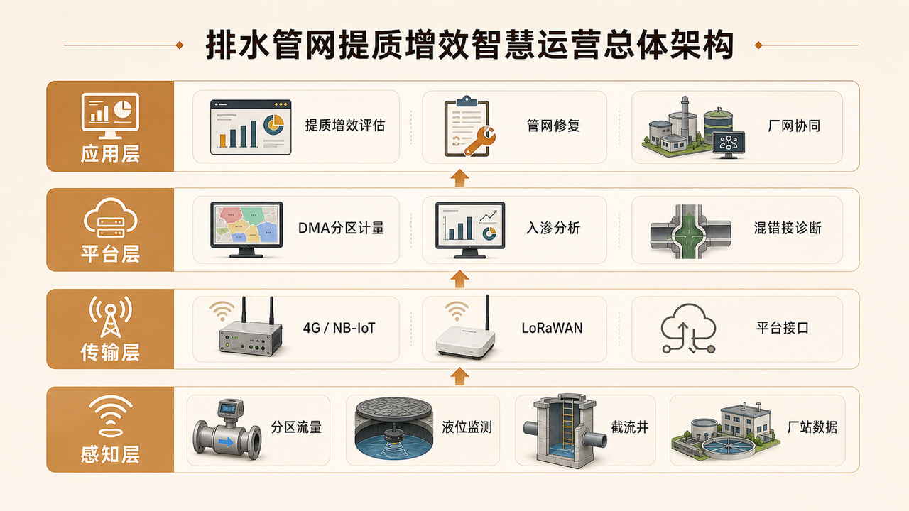 排水管网提质增效智慧运营解决方案总体架构图