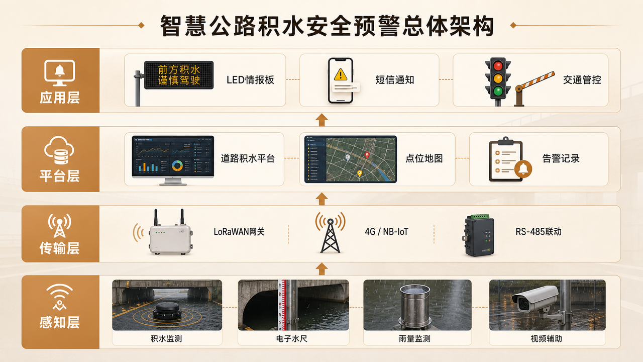 智慧公路积水安全预警解决方案总体架构图